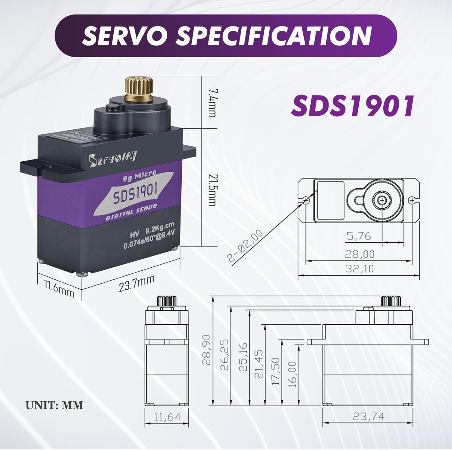 SERVOMY-SDS1901 Digitale 9G Mi - Servo Sg90 recensie en prijs